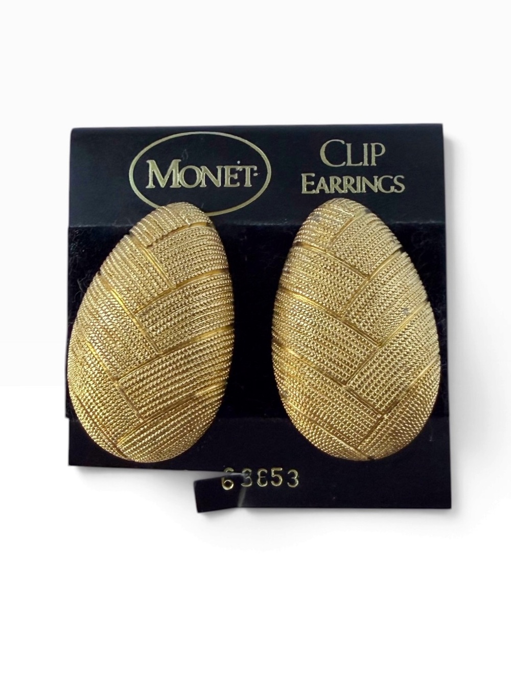 Vintage Monet Textured Goldtone Puffy Teardrop Clip On Earrings